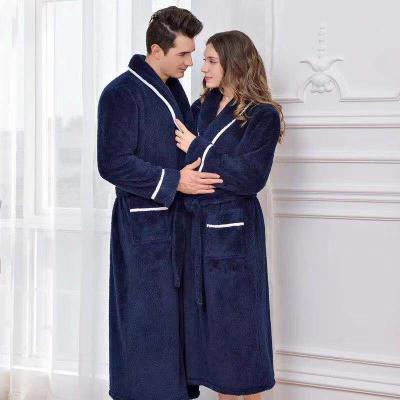 China QUICK DRY Soft Warm Fleece Bathrobes Long Plush Bathrobe Robe For Women Men for sale