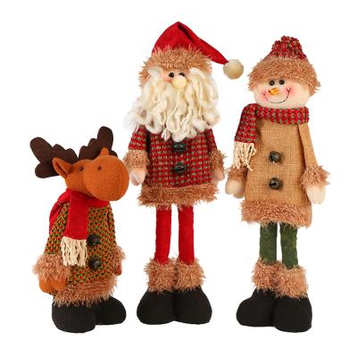 China Christamas Decoration New Design Christmas Handmade Telescopic Standing Plush Scarecrows Doll for sale