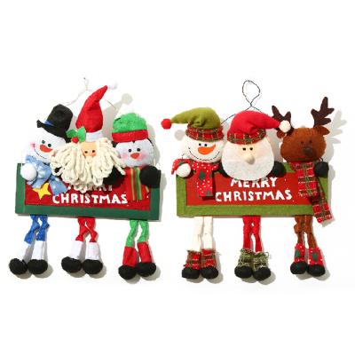 China Christmas Wooden Door Decoration Christamas Home Decoration Santa Claus Doll Hanging Sign Ornaments for sale