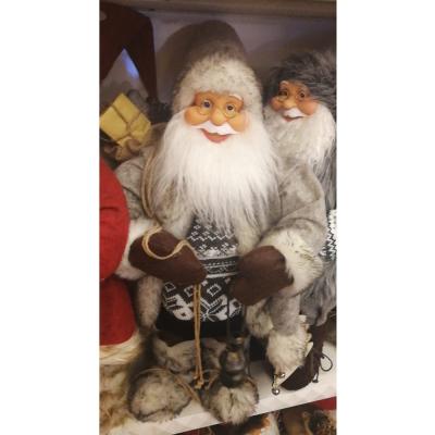 China Wholesale Christamas Decoration Plush Stuffed Standing Simulation Gray Santa Claus Doll Christmas Decoration for sale