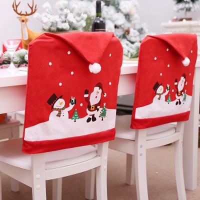 China Restaurant Holiday Festival Party Decor Christmas Chair Case Santa Claus Snowman Chair Cover Christmas Decorations for sale