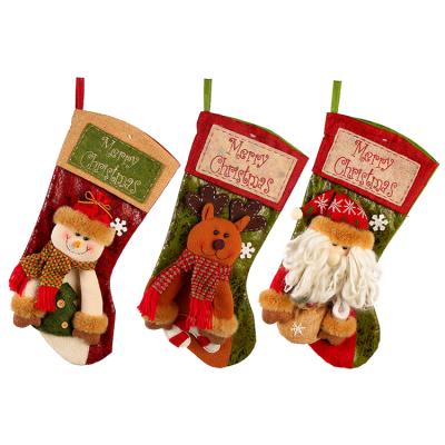 China Christamas Home Decoration Plush Pet Christmas Stocking Socks Navidad Polyester Christmas Stocking Custom Wholesale for sale