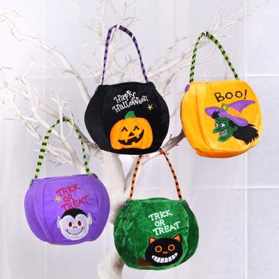 China Cheap Halloween Trick or Treat Bag Tote Bag Witch Pumpkin Fabric Candy Basket Halloween Trick or Treat Bag Halloween Decoration Gift for sale