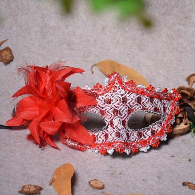 China Wholesale Comfy Flower Hot Feather Rhinestone Princess Mardi Gras Carnival Party Halloween Sale Venetian Lace Mask for sale