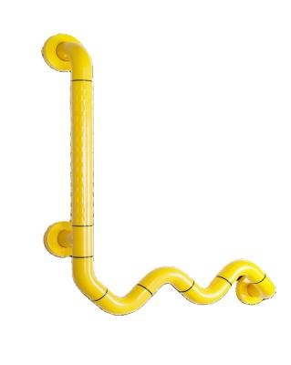 China Traditional L Shaped Bathroom Shower Grab Bar With Wavy S Shape Design Handle for sale