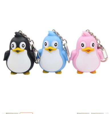 China New Capsule Gifts 22SJ0806 Plastic Toy 3D Penguin Key Chain Led Flash Light With Healthy Animal Cute Shape Key Chain Toy for sale