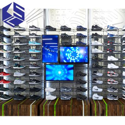 China Environmental friendly high fashion clothes store fixtures for sports shoes display rack for sale