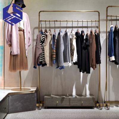 China Fashion clothing store furniture design metal gold environmental friendly clothing display rack for wholesale for sale