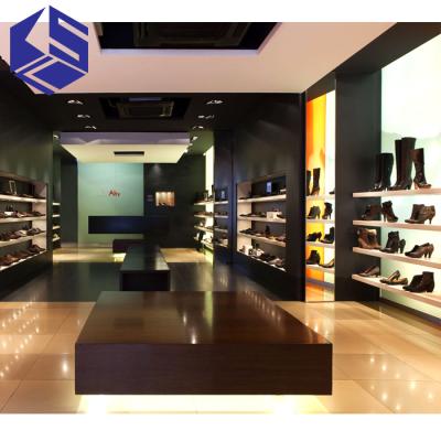 China Environmental Friendly Modern Shoes Shop Interior Design Wooden Shoes Display Stand for sale