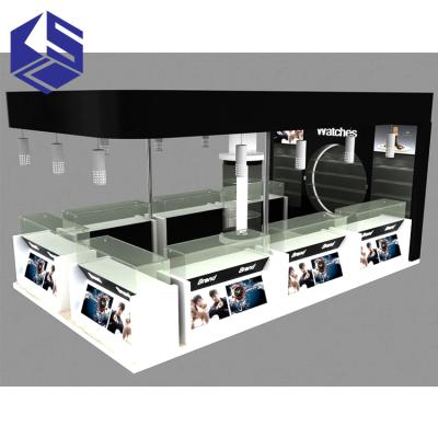 China Luxury Glass Display Kiosk Design Shopping Mall Watch Kiosk Showcase Display Environment Friendly Material for sale