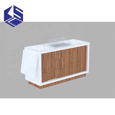 China KSL Design Pharmacy Wood Counter Display Furniture Medical Counter Display KSL-P082603 for sale