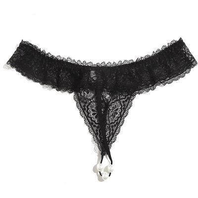 China Plus size Europe and the United States plus size sexy lace ladies panties temptation pearl T thong pants wholesale for sale