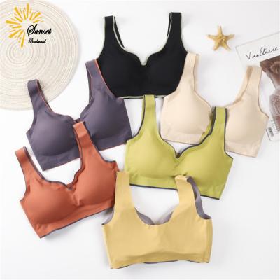 China Breathable Thin Soft Comfortable Sports Bra Female Emulsion Sexy Silk Pad Underwear Push Up Bra Women Pump Bra Ice Bralette Lingerie Tops for sale