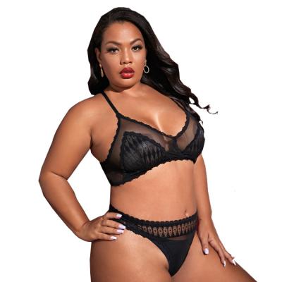 China European and American foreign trade plus size plus size sexy thin cross section backless lingerie thong bra set for sale