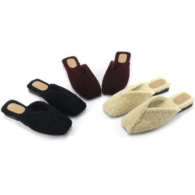 China Custom Hot Fashion Trend Sales Women Indoo Lamb Fur Shearling Luxury Fluffy Outdoor High Quality Slippers for sale