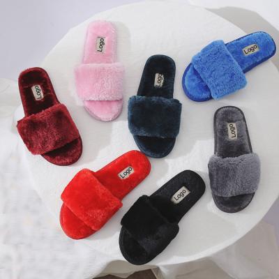 China Women's Anti-slippery Winter Sheepskin Fur Slippers Fluffy Open Toe Classic Indoor Slippers for sale