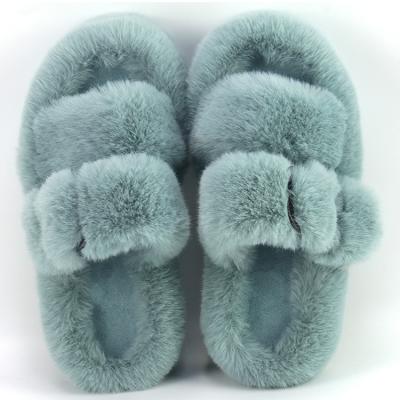 China New Fashion Trend Women's Comfortable Open Toe Strap Mink Fur Slippers Wholesale Toe Indoor Outdoor Vegan Two for sale