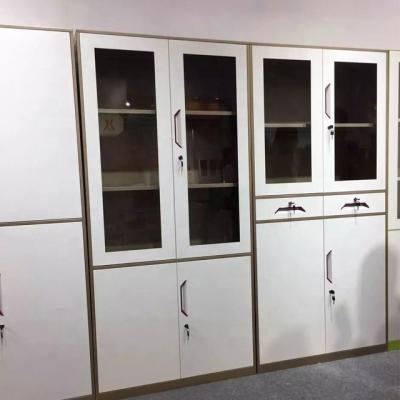 China (Height)Adjustable Office Furniture Metal Filing Cupboard Storage Cabinet With 2 Drawers 2 Glass Door for sale