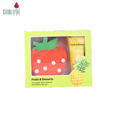 China Pineapple Scented Soft Skin Care Shower Body Wash With Bath Sponge en venta