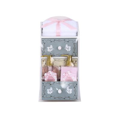 China Cherry Blossom Body Lotion Ultra Hydration Spa Wash Cabinet 4pcs Wooden Bath Set Family Family en venta