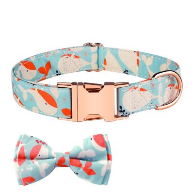 China Adujustable Design Dog Collars Bow Tie Pet Collar Polyester Printing Wholesale Dog Collar for sale