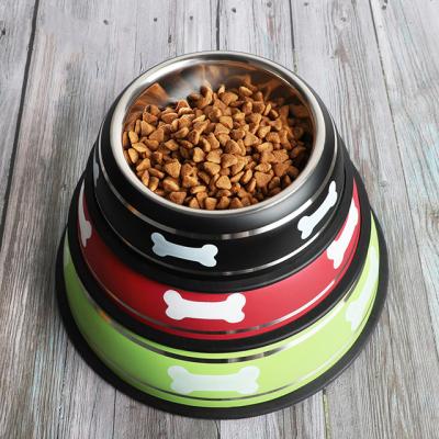 China Wholesale non-automatic stainless steel eco-friendly pet dog bowl single metal dog bowl for sale