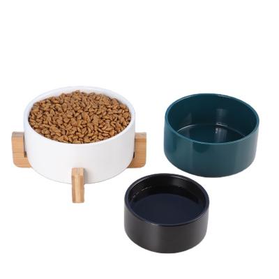 China Wholesale Custom Ceramic Large Dog Cat Water Food Milk Feeder Viable Verified Feeding Bowls On Stand for sale