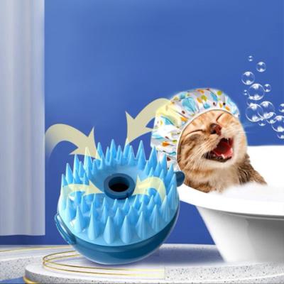 China Clean Function Dog Bath Brush Pet Massage Sweep Shampoo Dispenser Shampoo Bathing Aid Dog Wash Brush With Soap Dispenser for sale