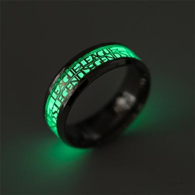 China Custom Steel Ring Couple Stainless Steel Rings Luminous Jewelry 2021 New Titanium Environmentally Friendly for sale