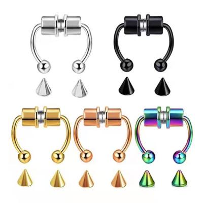 China New Wholesale Environmentally Friendly No Piercing Jewelry Septum Magnet Circle Clip 316l Stainless Steel Nose Ring for sale