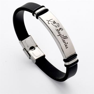 China Wholesale Silicone Wristband New Fashion Zodiac Bracelet Men and Women Korean Version for sale