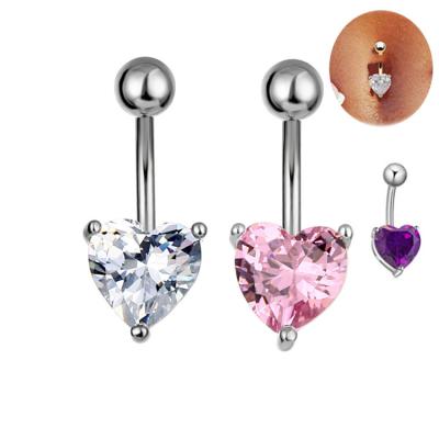 China Wholesale Hot Selling Fashion Zircon Environmentally Friendly Heart Shaped Nail Belly Button Piercing Jewelry for sale