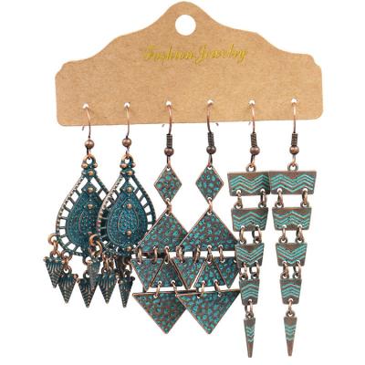 China Environmental Friendly Factory Amazon Direct Hot Sale Boho Earrings Jewelry 3 Sets Fashion Retro Tassel Earrings Women for sale