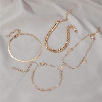 China Best Selling Environmentally Friendly Exquisite Four-piece Star Chain Bracelets Custom Women Charm Bracelet for sale