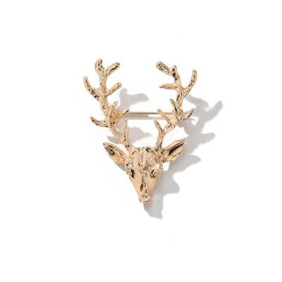 China Creative Elk Antler Brooch Women Brooch Environmental Friendly Hot Selling Golden Pins for sale