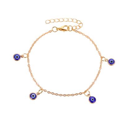 China Hot Sale Environment Friendly Gold Plated Charm Blue Eye Anklets Eye Pendant Anklets Foot Jewelry for sale