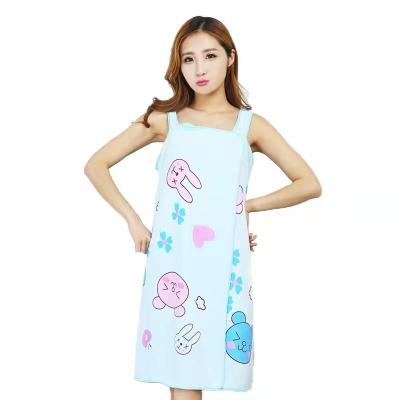 China Hot Selling Super Absorbent QUICK DRY Printed Microfiber Women Bathrobe Skirt Bath Robe Towel for sale