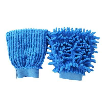 China Double Side Reusable Hand Glove Coral Wash Car Wash Fleece Towel Car Wash Glove for sale