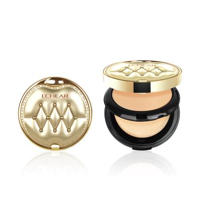 China L'CHEAR Waterproof Face Makeup Oil Control Double Layer Gold Luxury Concealer Pressed Powder for sale