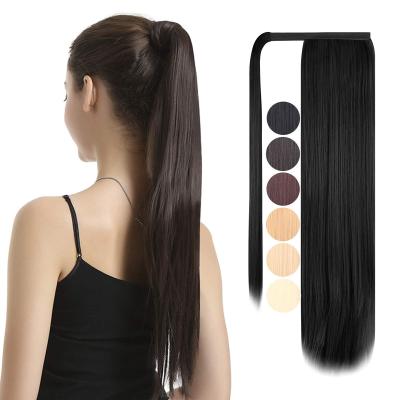 China Ponytail Hair Headwear Hair Braid Hair Extensions Natural Straight Removable I-Tip Hair Extensions Long Pony Synthetic Heat Resistant/Wavy Ponytail for sale