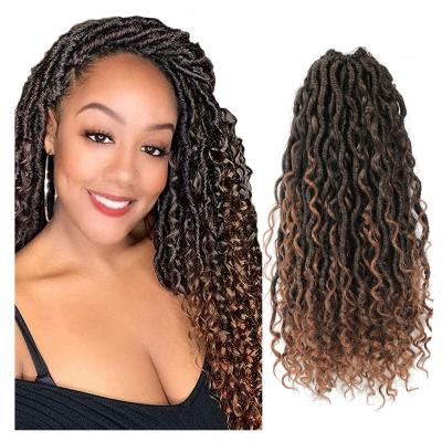 China Synthetic Fiber Goddess Faux Locs Braids Crochet Braid Hair Bouncy River Locs With Curly End SOKU Pre Looped Hair Braiding Extensions for sale