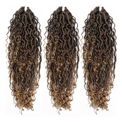 China River Goddess Dreadlocks Synthetic Fiber 18inch Messy Curly Faux Locs Crochet Braid Soft Bohemian Synthetic Braiding Hair Extensions for sale