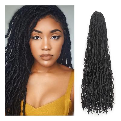 China Low Temperature Fiber Crochet Hair Extensions Ombre Braids NU Locs Curly Hair 24 Inch Faux Locs Goddess Synthetic Soft Crochet Hair For Women for sale