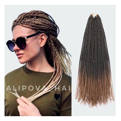 China Low Temperature Fiber 22inch Twist Crochet Senegalese Braids Crochet Braiding Hair Ombre Senegalese Braiding Hair Synthetic Hair Brown Color for sale