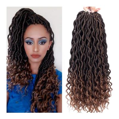 China High Temperature Synthetic Fiber Faux Locs Crochet Hair Goddess Wavy River Locs With Curly Ends Soft Braiding Hair Extension Pre Looped Synthetic Braids for sale