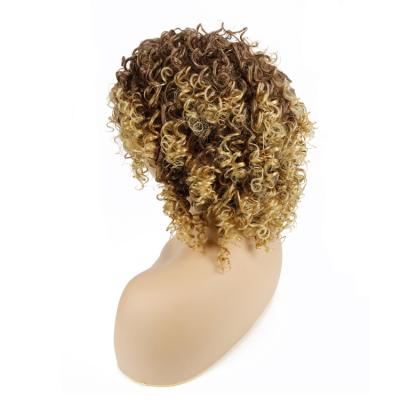 China High Density 260g 13inches 150% Natural Curly Short Cosplay Top Grade Curl Hair Mix Synthetic Wigs For Black Women for sale