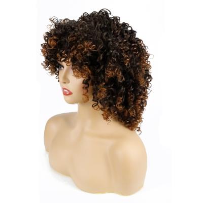 China Kinky Curl China Wave Afro 150% Density 260g 13inches Soft Firm Natural Shortwig With Bangs for sale