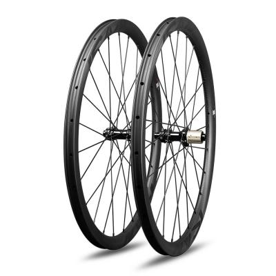 China Road Bikes T700 Carbon Wheelset 35C Disc Brake 100*12 142*12 24/24 Holes UD Matt Centerlock For Road Bicycle for sale