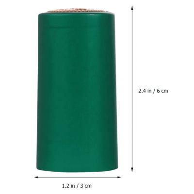 China Standard Size 30*60mm PVC Heat Shrink Caps Wine Shrink Wrap Wine Bottle Caps Pilfer Proof Green Wine Bottle Shrink Caps for sale