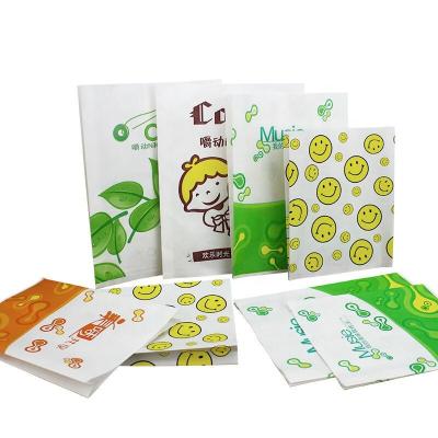 China Recyclable White Oilproof Kraft Paper Takeaway Food Bags Small Bread Burger Paper French Fries Bag for sale